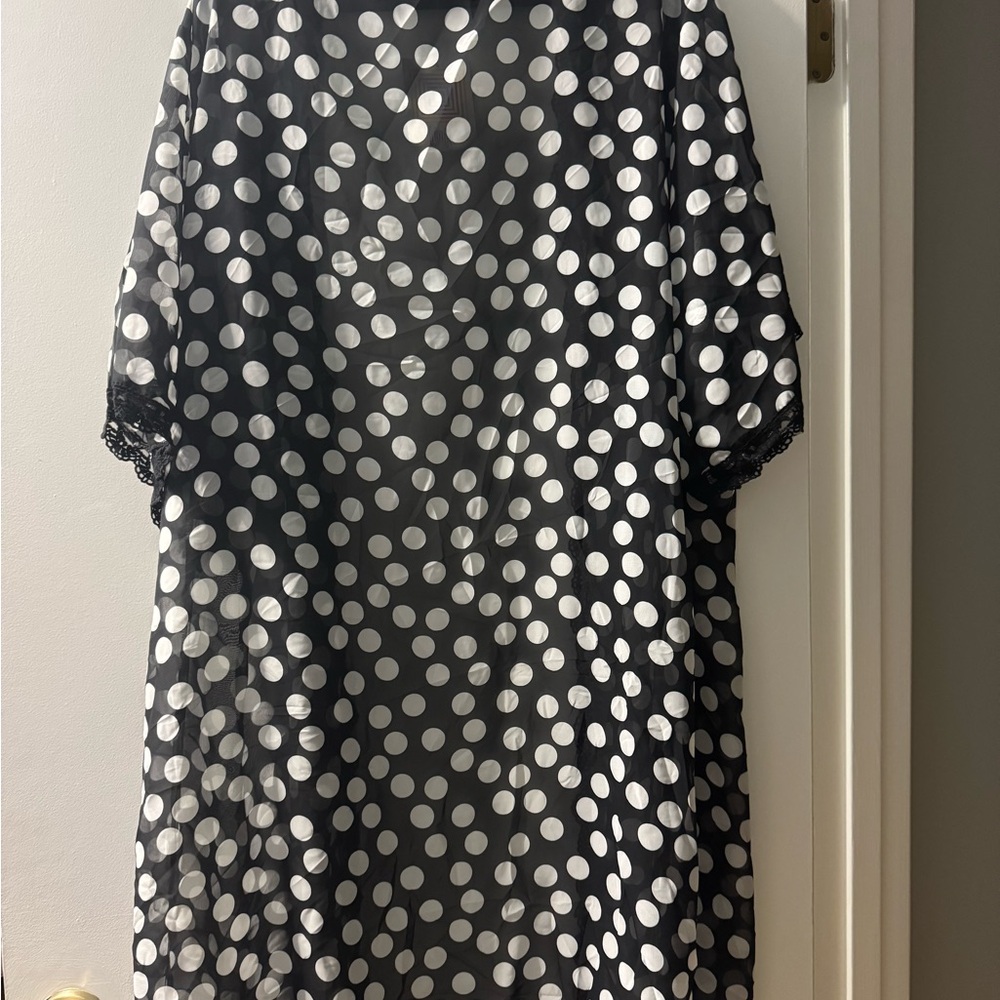 Lularoe Chloe Black and White Polka Dot Overlay - Picture 2 of 4